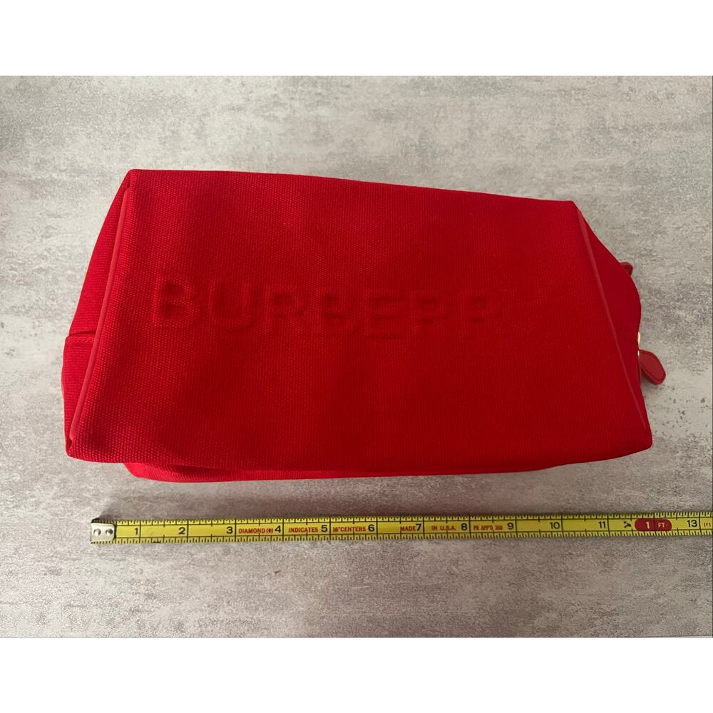 New! Burberry Logo Clutch Toiletry Bag Cosmetic Pouch Travel Case Red - Picture 6 of 8